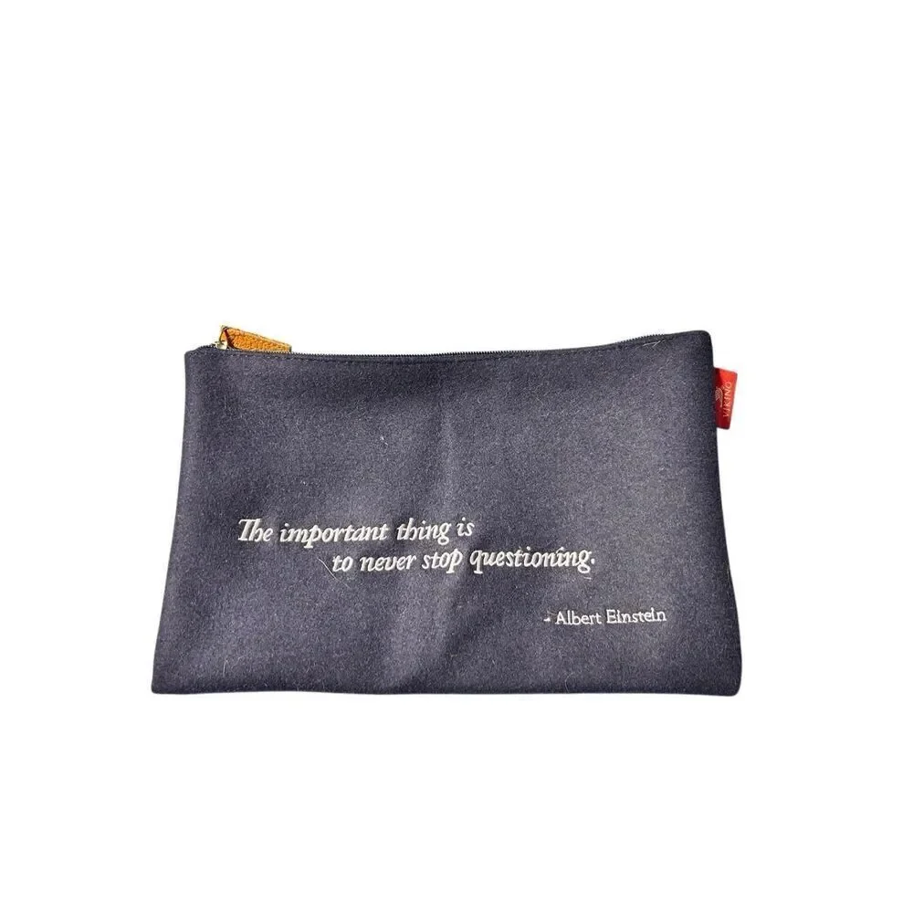 Viking Wool Navy Bank Deposit Bag with Albert Einstein Quote - Zipper Closure